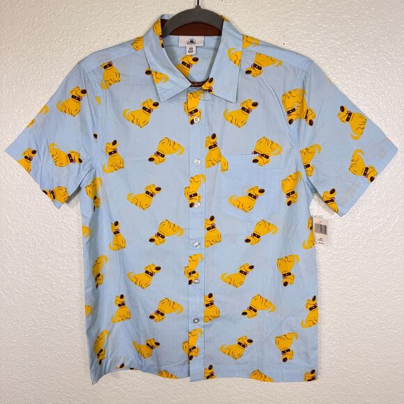 Up Movie Shirt Mens Extra Small Doug Dog Button Up Pixar Disney Parks World NEW - Picture 1 of 9